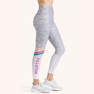 {Peloton} "Roller Rink Glitter" High Rise Gray Pink Sparkle Ankle Leggings